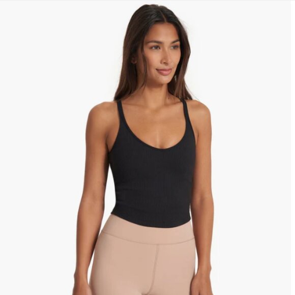 Vuori Rib Crop Tank - Black - Picture 2 of 5